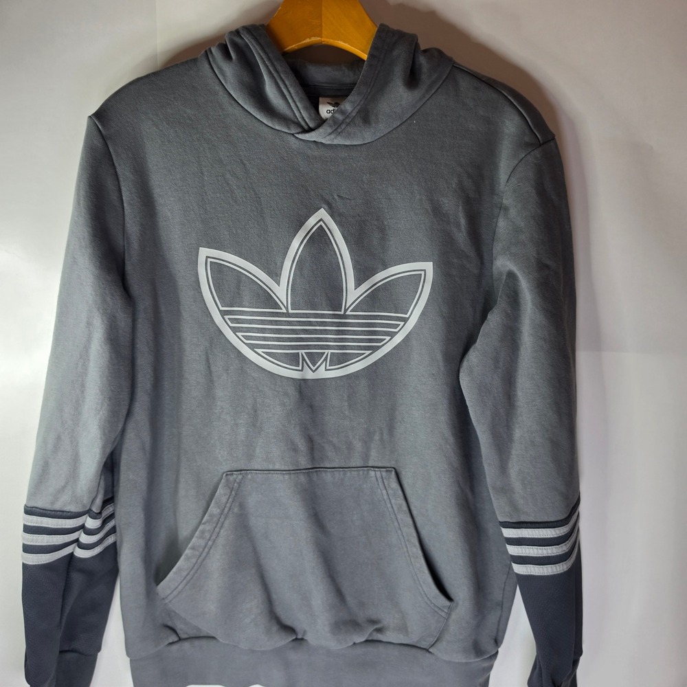 Adidas Originals Youth XL Hoodie Grey Trefoil Colorblock Kids 15-16Y Sweatshirt